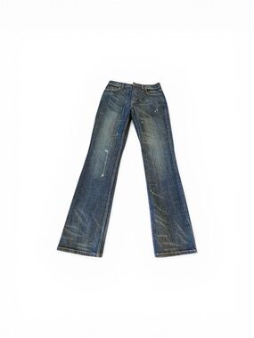 LONDONJEAN Indigo Distressed Flare Jeans